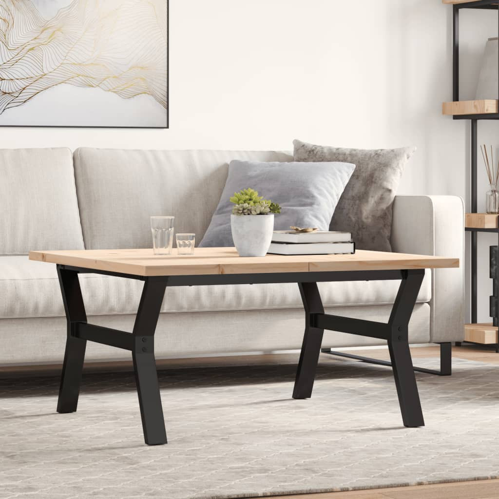 vidaXL Couchtisch Y-Gestell 90x90x45,5cm Massivholz Kiefer & Stahl