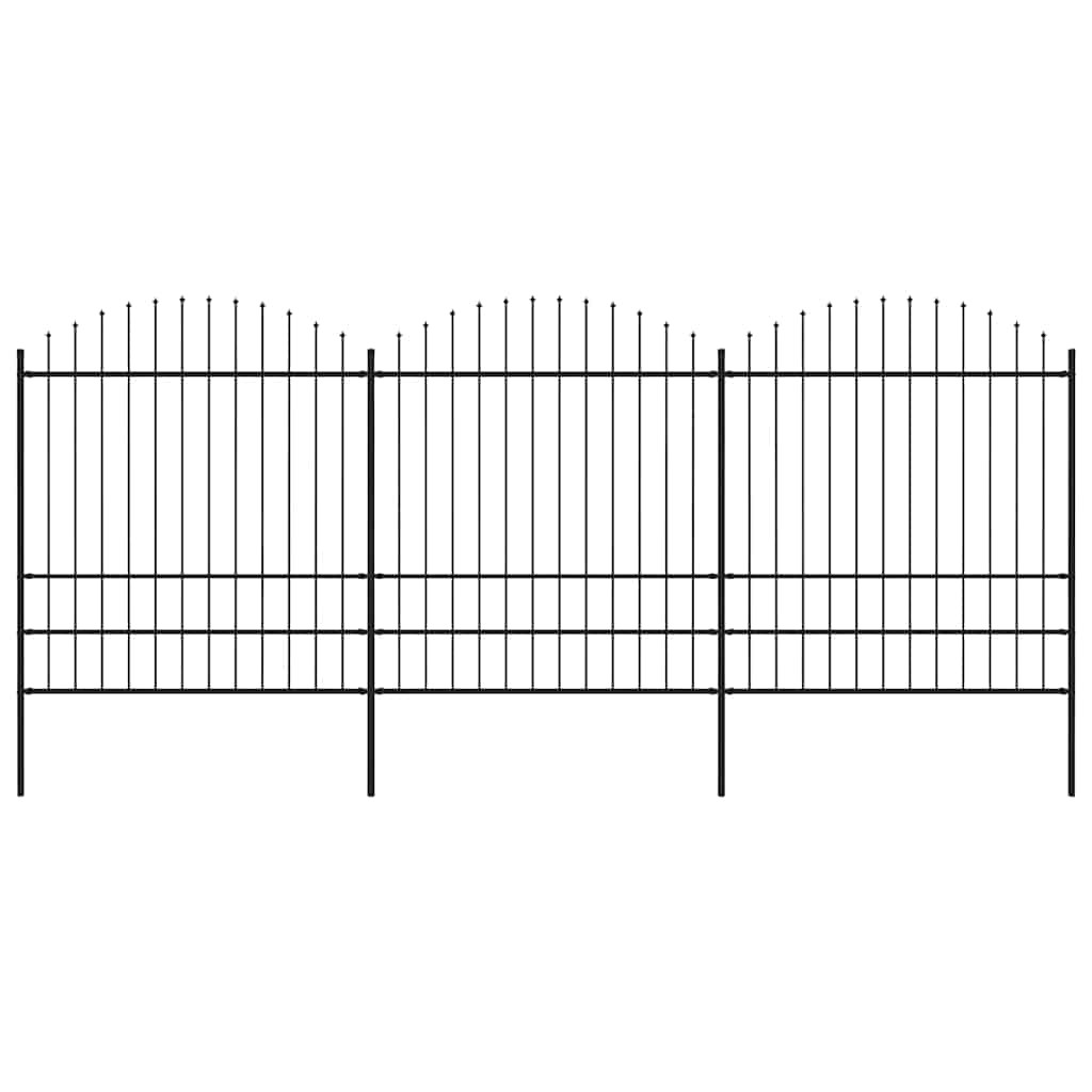 vidaXL Gartenzaun mit Speerspitze Stahl 504 x 200 cm Schwarz