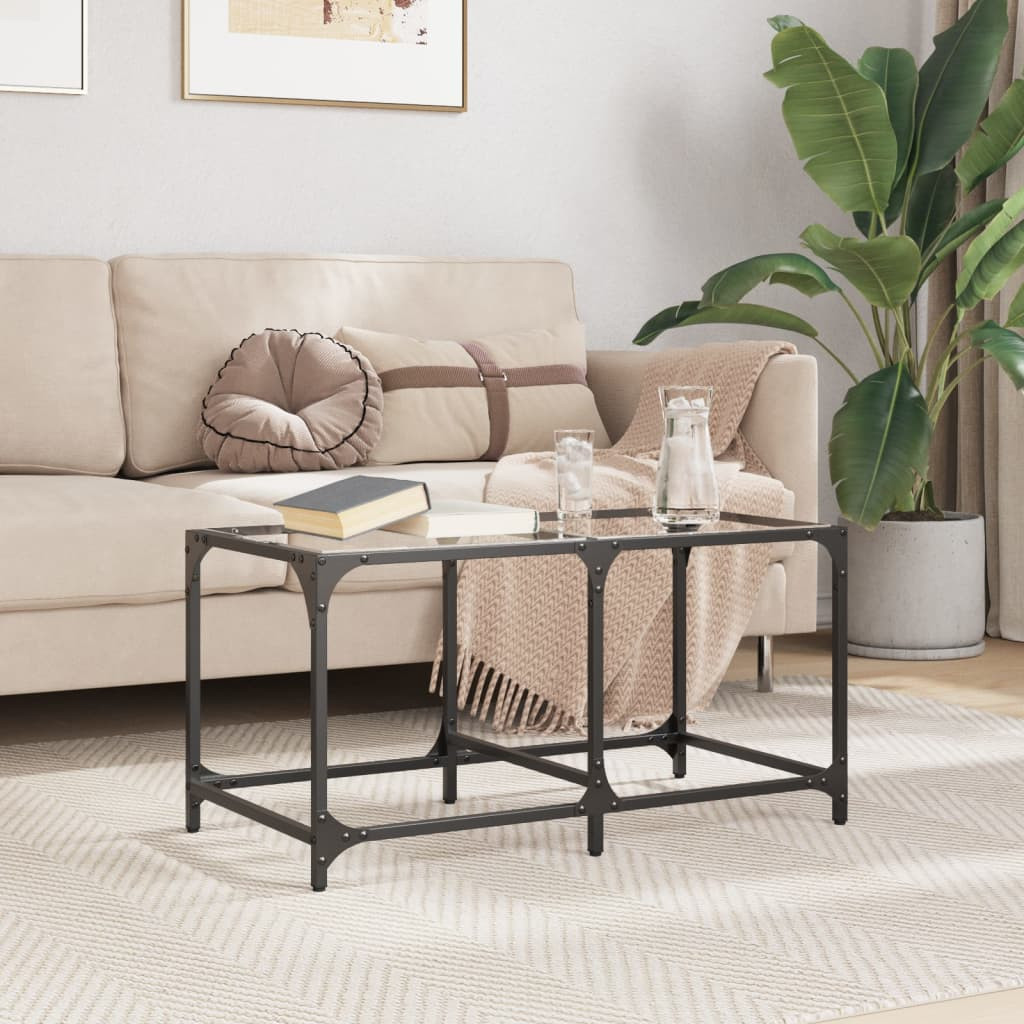 vidaXL Couchtisch mit Glasplatte Transparent 78,5x40x40 cm Stahl