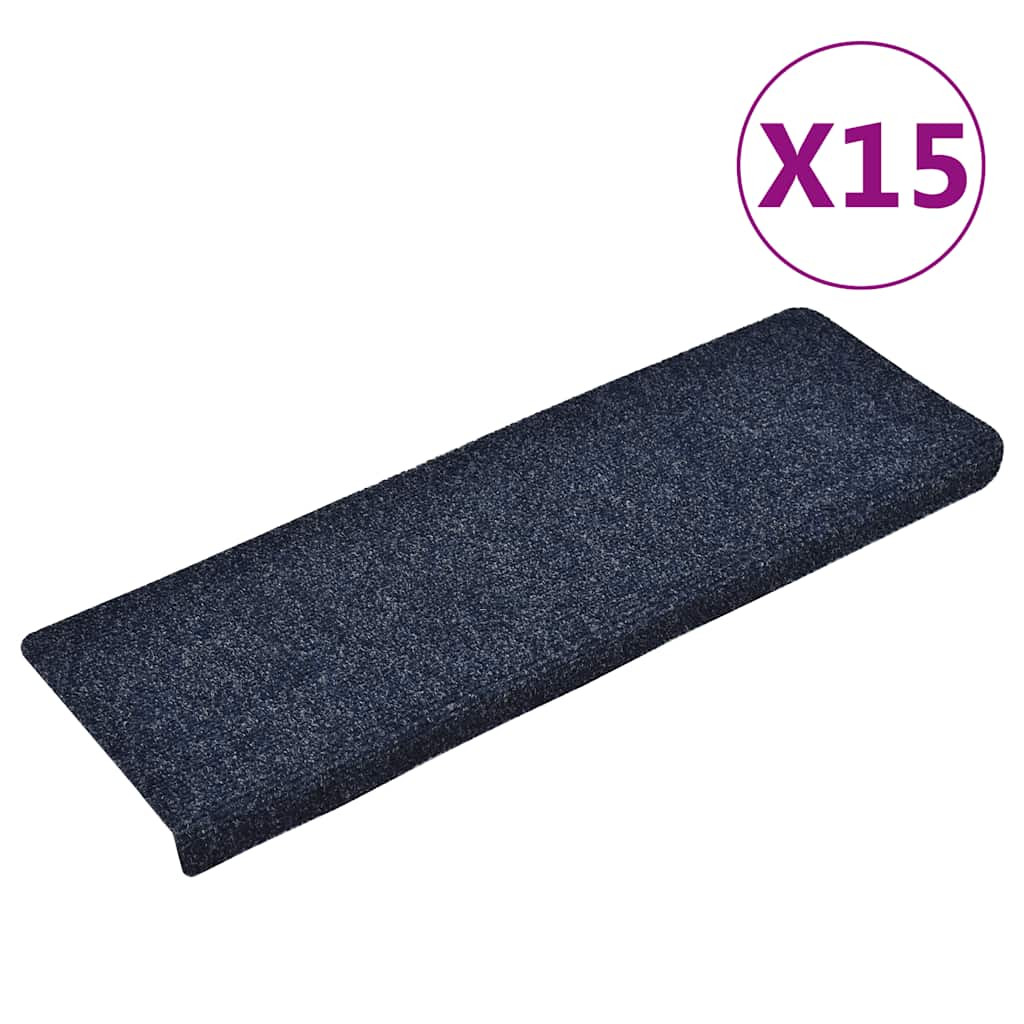vidaXL Stufenmatten Selbstklebend 15 Stk. 65x21x4 cm Blau Rechteckiger Rand