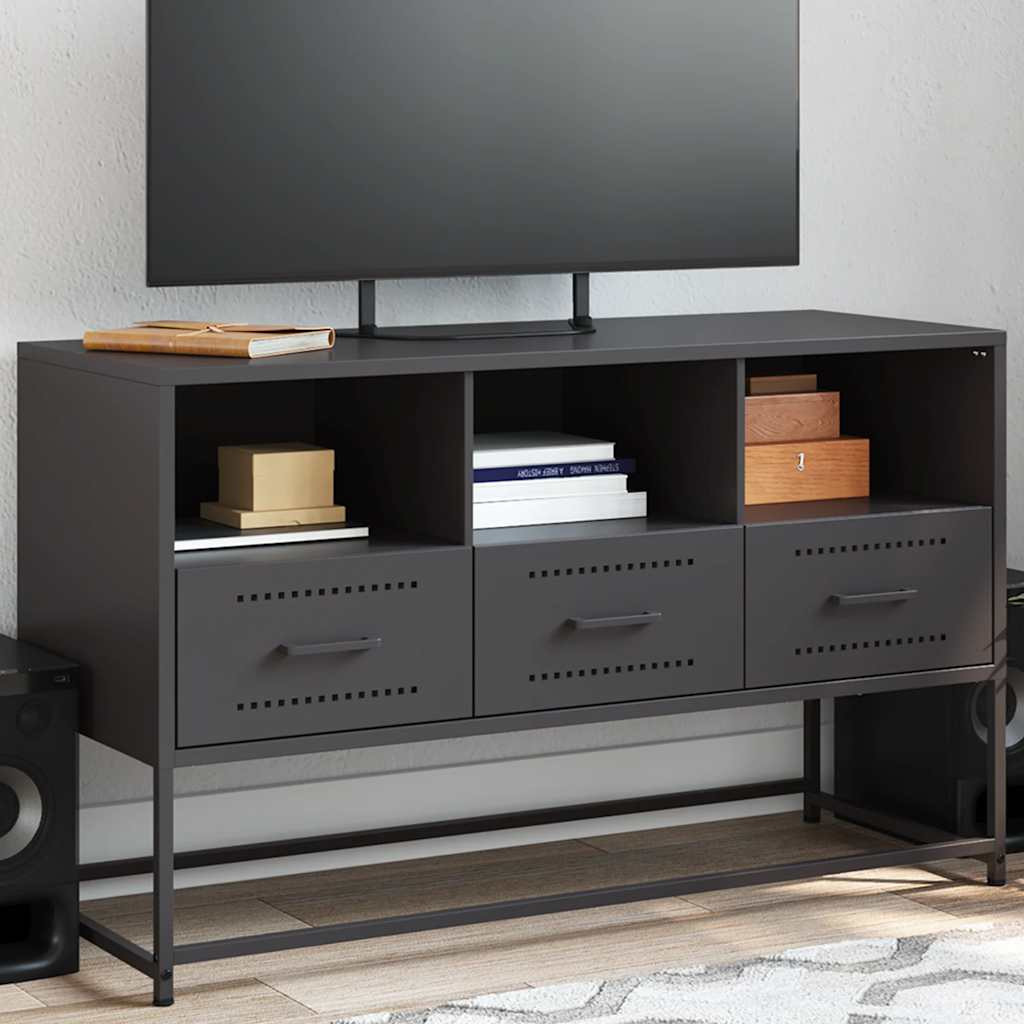 vidaXL TV-Schrank Schwarz 100,5x39x60,5 cm Stahl
