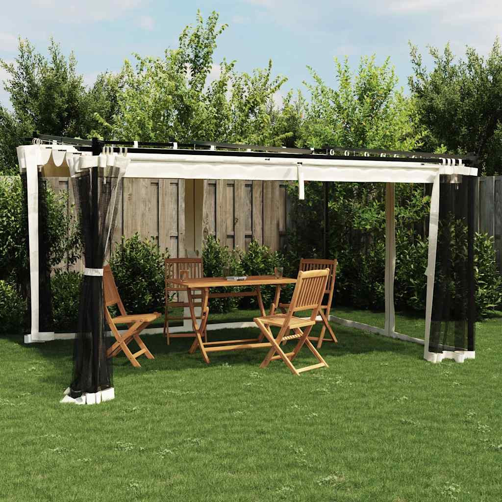 vidaXL Pavillon mit Netzwänden Creme 4x3 m Stahl