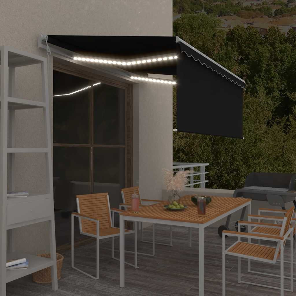 vidaXL Markise Automatisch mit Rollo LED Windsensor 3,5x2,5m Anthrazit
