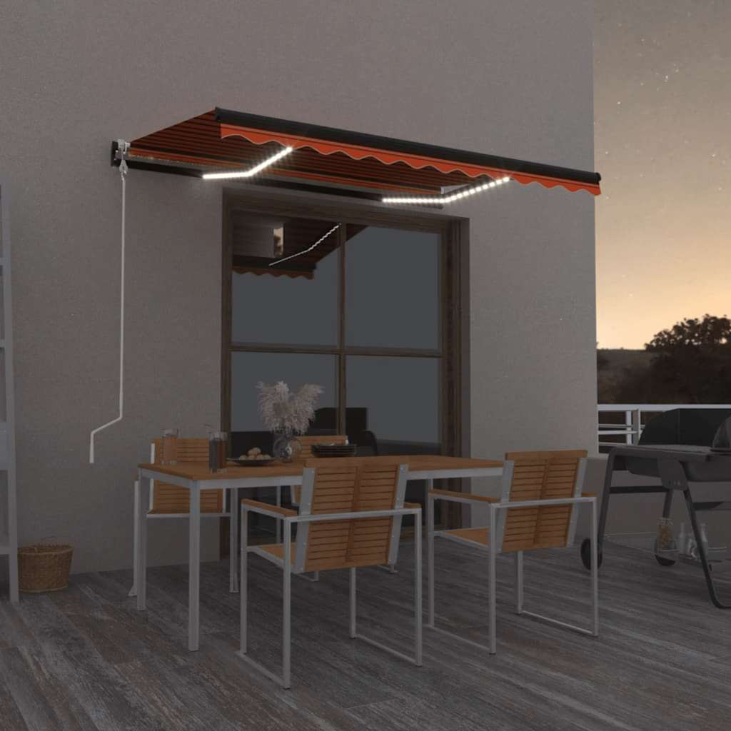 vidaXL Automatische Markise mit LED Windsensor 350x250 cm Orange/Braun