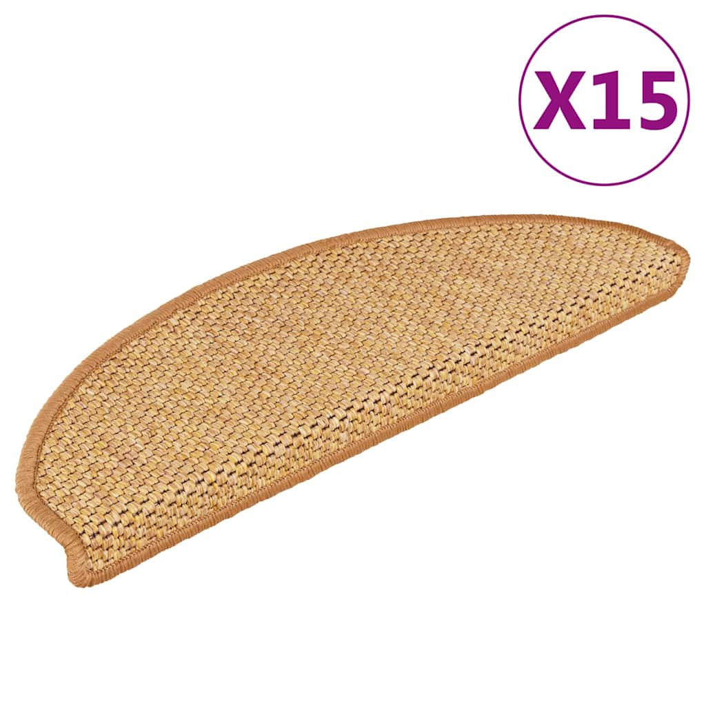 vidaXL Treppenmatten Selbstklebend Sisal-Look 15 Stk. 65x21x4 Sisal