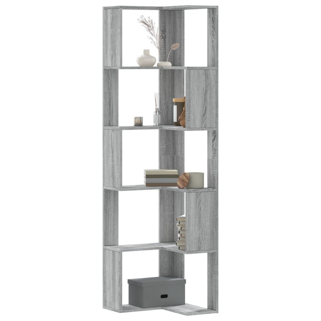 vidaXL Bücherregal 5 Böden Grau Sonoma 50x50x179 cm Holzwerkstoff