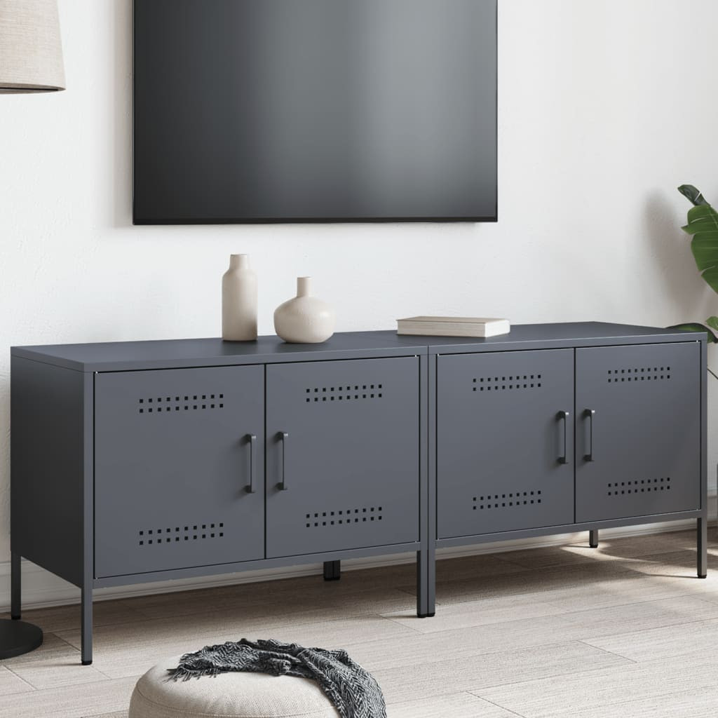 vidaXL TV-Schränke 2 Stk. Anthrazit 68x39x50,5 cm Stahl