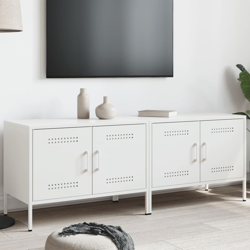 vidaXL TV-Schränke 2 Stk. Weiß 68x39x50,5 cm Stahl