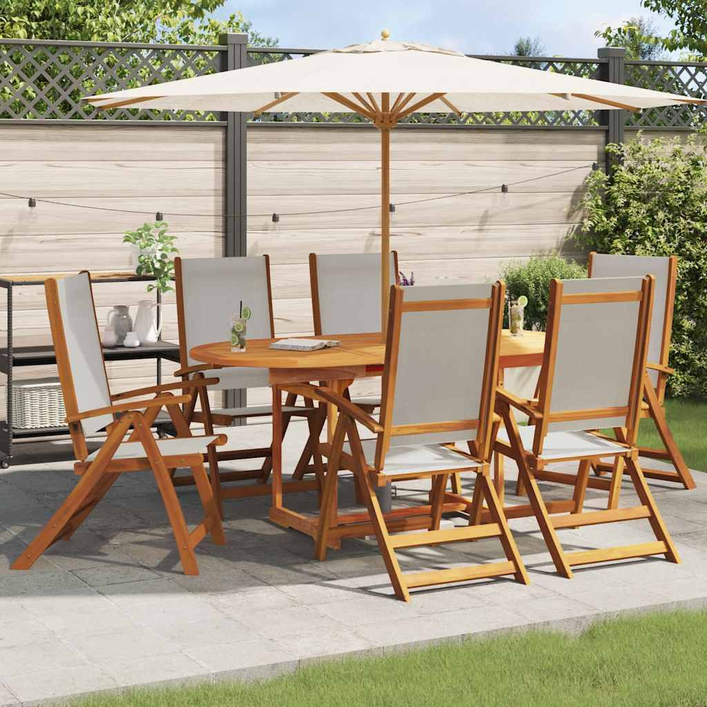 vidaXL Gartenstühle 6 Stk. Klappbar Massivholz Akazie und Textilene