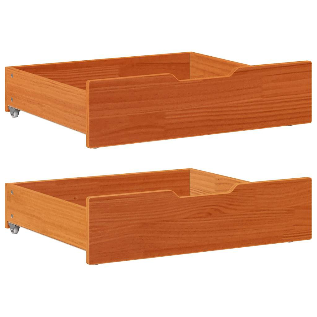 vidaXL Bettschubladen 2 Stk. Wachsbraun 65x55x17 cm Massivholz Kiefer