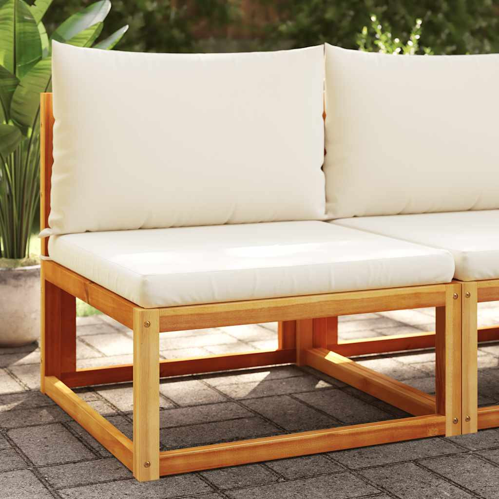 vidaXL Gartensofa ohne Armlehnen mit Kissen Holz Akazie & Rattan