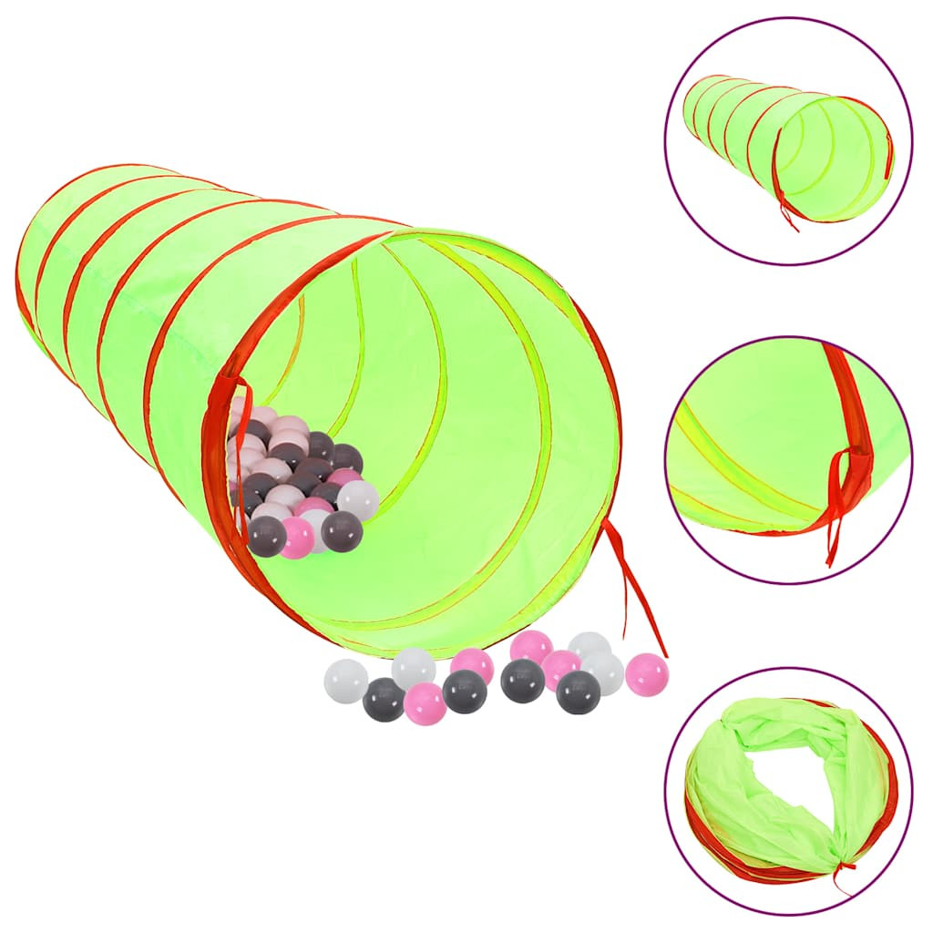 vidaXL Spieltunnel mit 250 Bällen Grün 175 cm Polyester