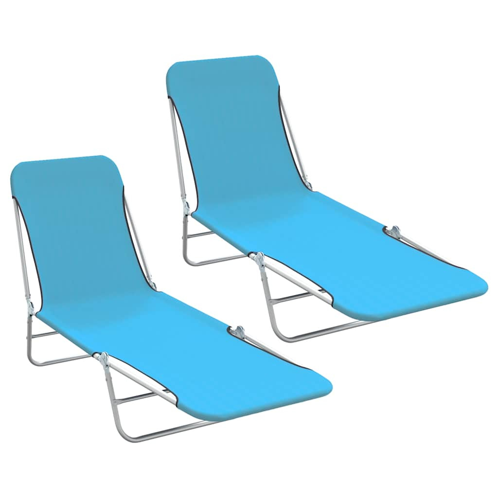 vidaXL Klappbare Sonnenliegen 2 Stk. Stahl und Stoff Blau