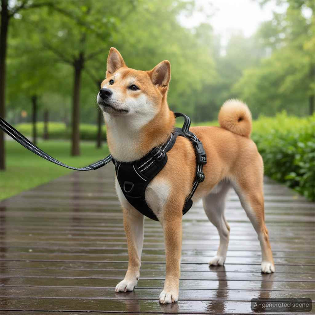vidaXL Hundegeschirr mit Leine & Halsband Verstellbar Schwarz L