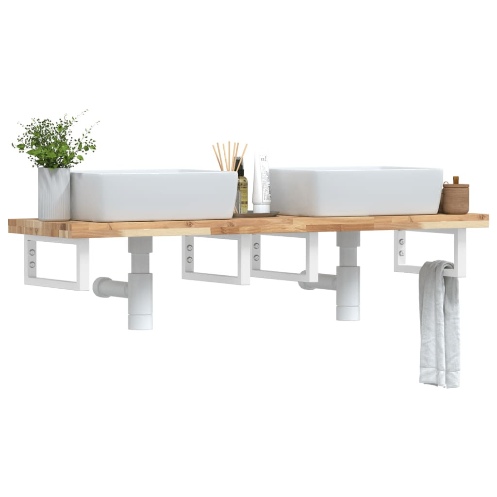 vidaXL Waschbeckenregal Wandmontage Stahl und Akazienholz