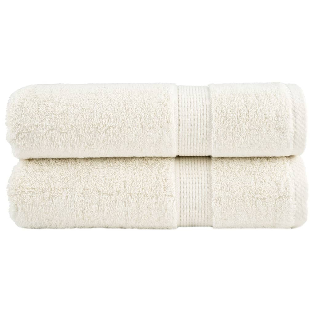 vidaXL Premium-Duschtücher SOLUND 2 Stk. Cremeweiß 70x140 cm 600 g/m²