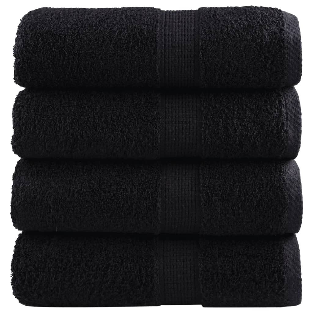 vidaXL Premium Waschhandtücher SOLUND 4 Stück Schwarz 30x30 cm 600 g/m²