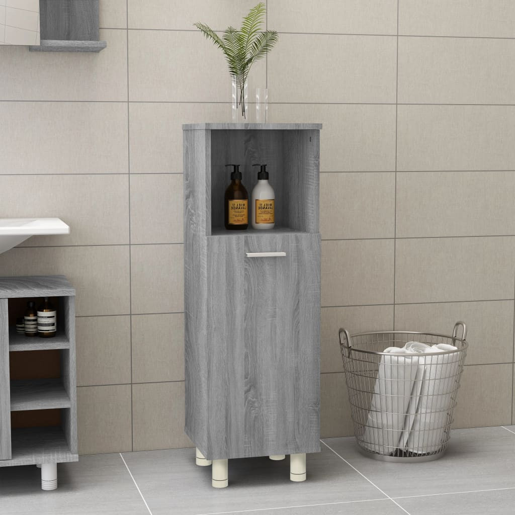 vidaXL Badschrank Grau Sonoma 30x30x95 cm Holzwerkstoff