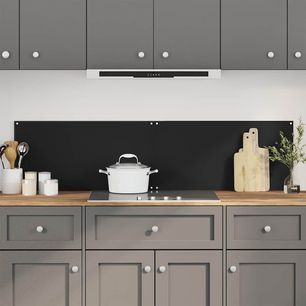 vidaXL Küchenrückwände 2 Stk. Schwarz 80x60 cm Hartglas