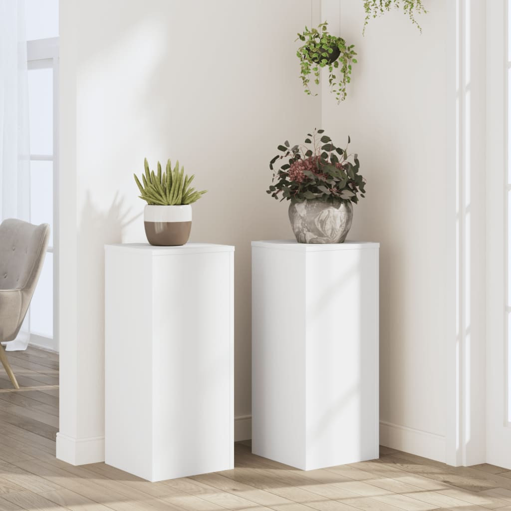 vidaXL Pflanzenständer 2 Stk. Weiß 30x30x70 cm Holzwerkstoff