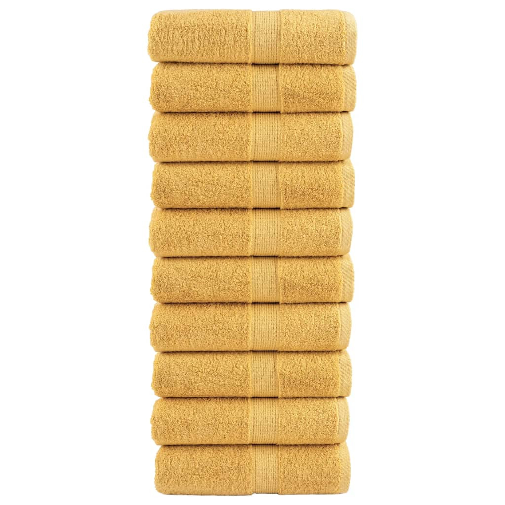 vidaXL Premium Gästetücher SOLUND 10 Stk. Gold 30x50 cm 600 g/m²