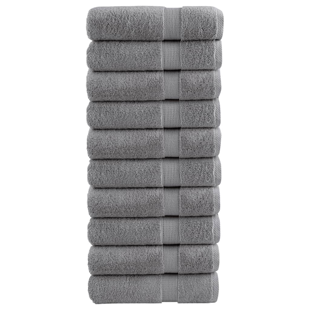 vidaXL Premium Handtücher SOLUND 10 Stk. Grau 50x100 cm 600 g/m²