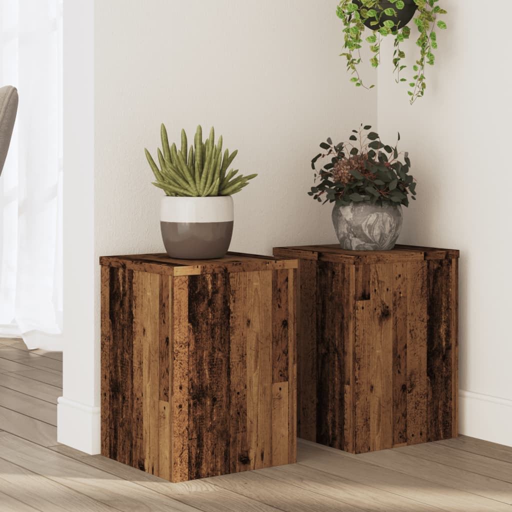 vidaXL Pflanzenständer 2 Stk. Altholz-Optik 25x25x35 cm Holzwerkstoff