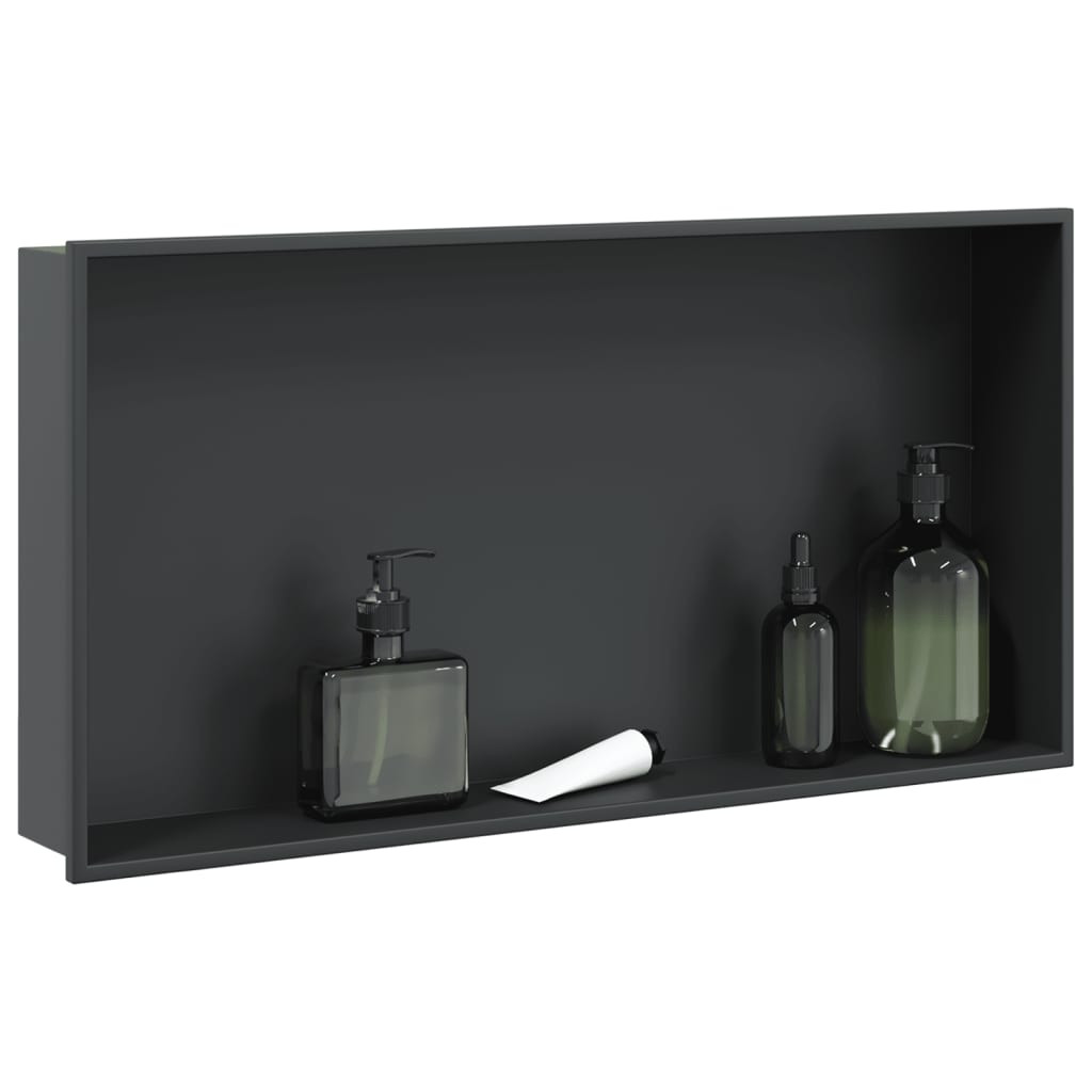vidaXL Duschnische Mattschwarz 62x32x9 cm Edelstahl