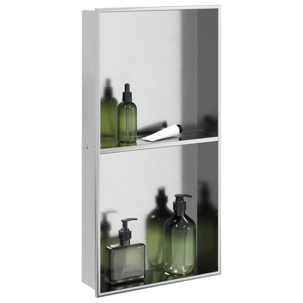 vidaXL Duschnische Silbern Gebürstet 32x62x9 cm Edelstahl