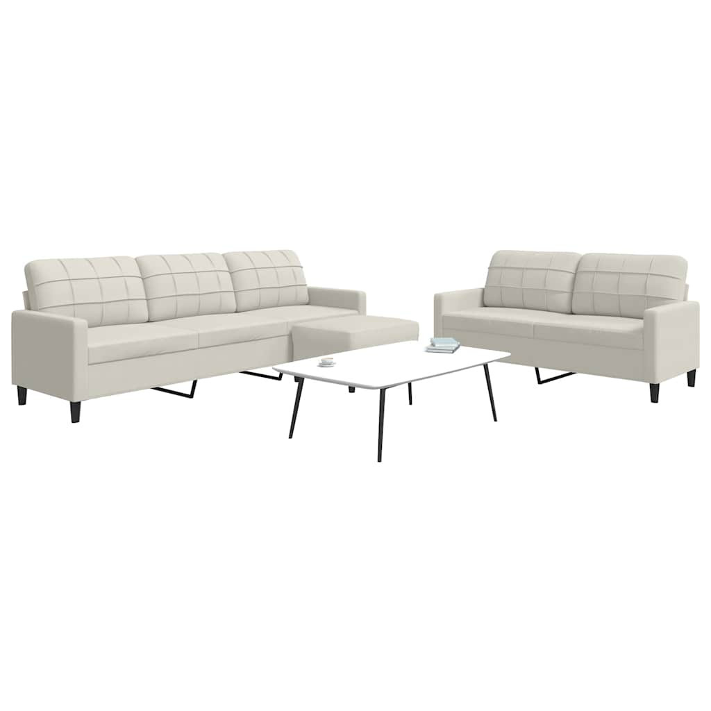vidaXL 3-tlg. Sofagarnitur mit Kissen Creme Samt