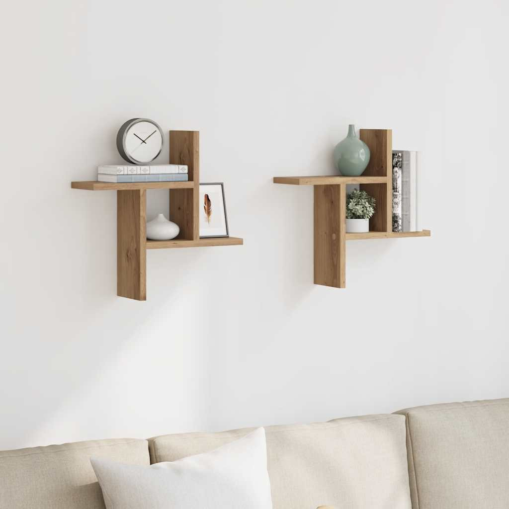 vidaXL Wandregale 2 Stk. Artisan-Eiche 38x12x38 cm Holzwerkstoff