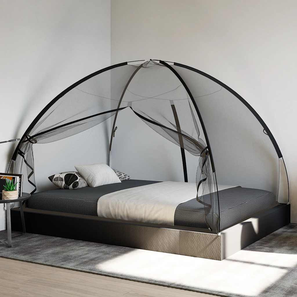 vidaXL Moskito-Netzzelt Mongolisch 220 Schwarz 200x150x140 cm