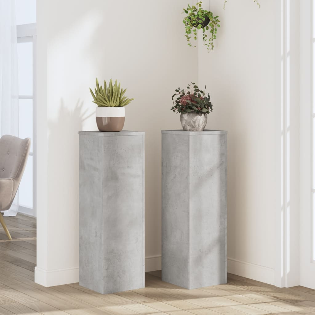 vidaXL Pflanzenständer 2 Stk. Betongrau 25x25x80 cm Holzwerkstoff