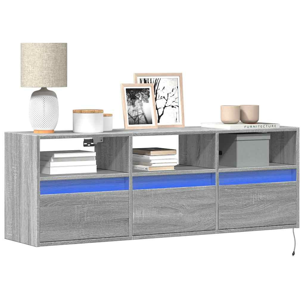 vidaXL TV-Wandschrank mit LED-Beleuchtung Grau Sonoma 130x31x45 cm