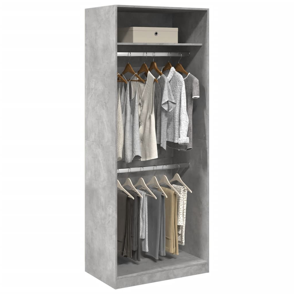 vidaXL Kleiderschrank Betongrau 80x50x200 cm Holzwerkstoff