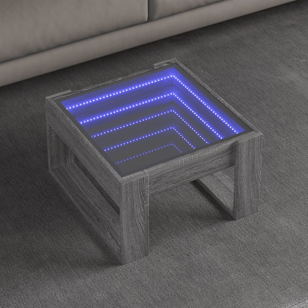 vidaXL Couchtisch mit Infinity-LED Grau Sonoma 50x53x30 cm