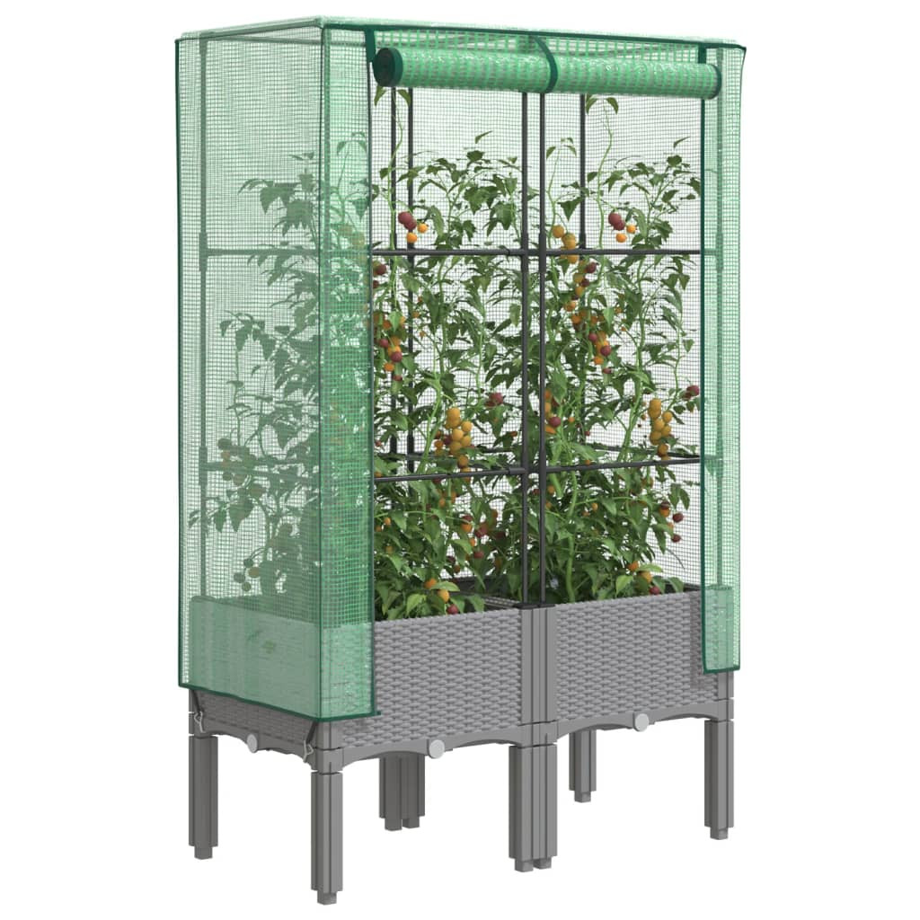 vidaXL Hochbeet mit Gewächshaus-Aufsatz Rattan-Optik 80x40x140 cm