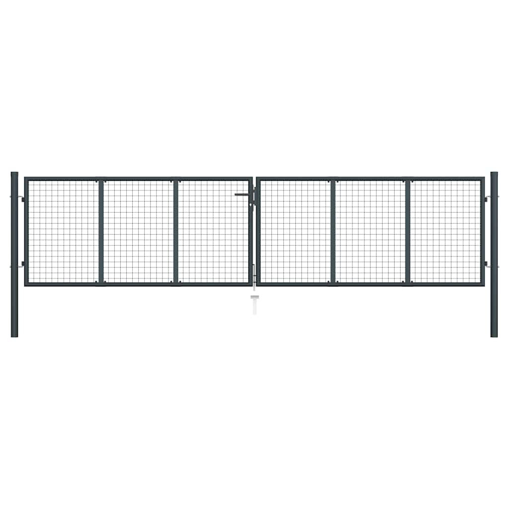 vidaXL Maschen-Gartentor verzinkter Stahl 400 x 100 cm Grau