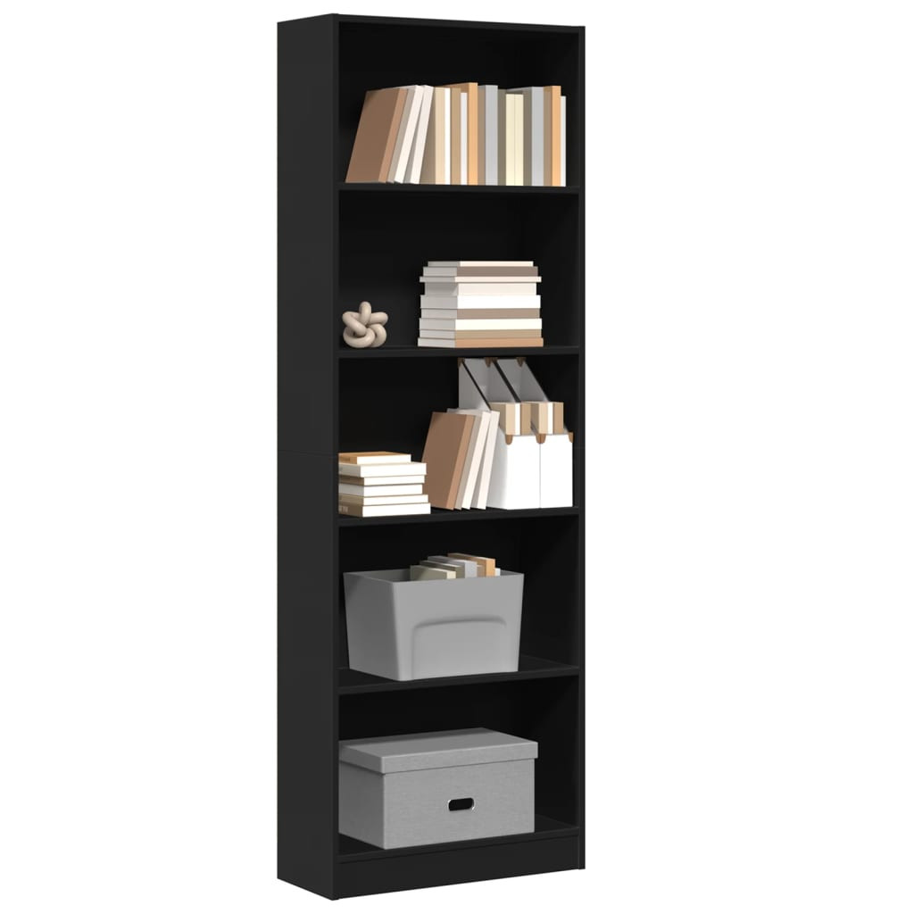 vidaXL Bücherregal Schwarz 60x24x176 cm Holzwerkstoff