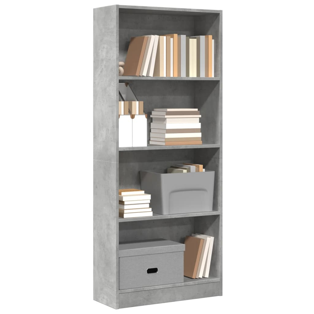 vidaXL Bücherregal Betongrau 60x24x143 cm Holzwerkstoff