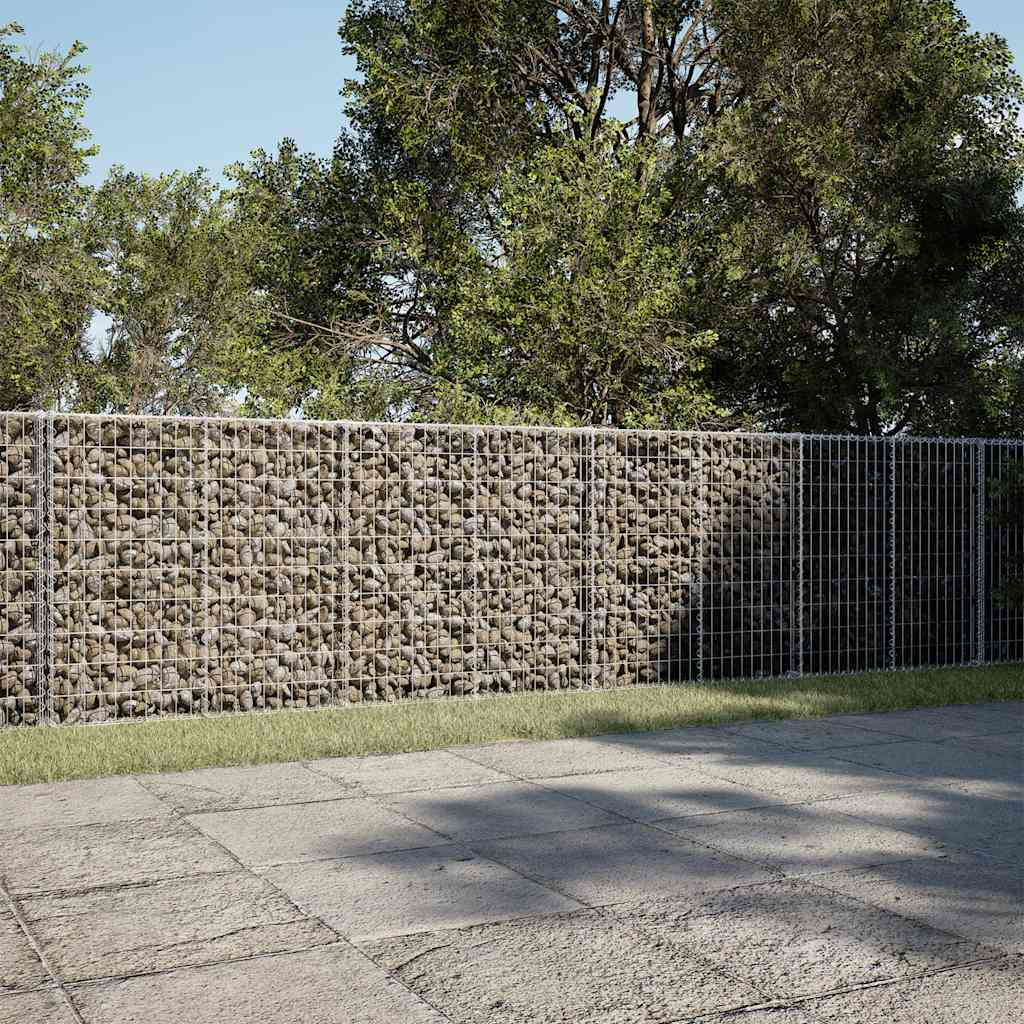 vidaXL Gabione mit Deckel 650x100x100 cm Verzinktes Eisen