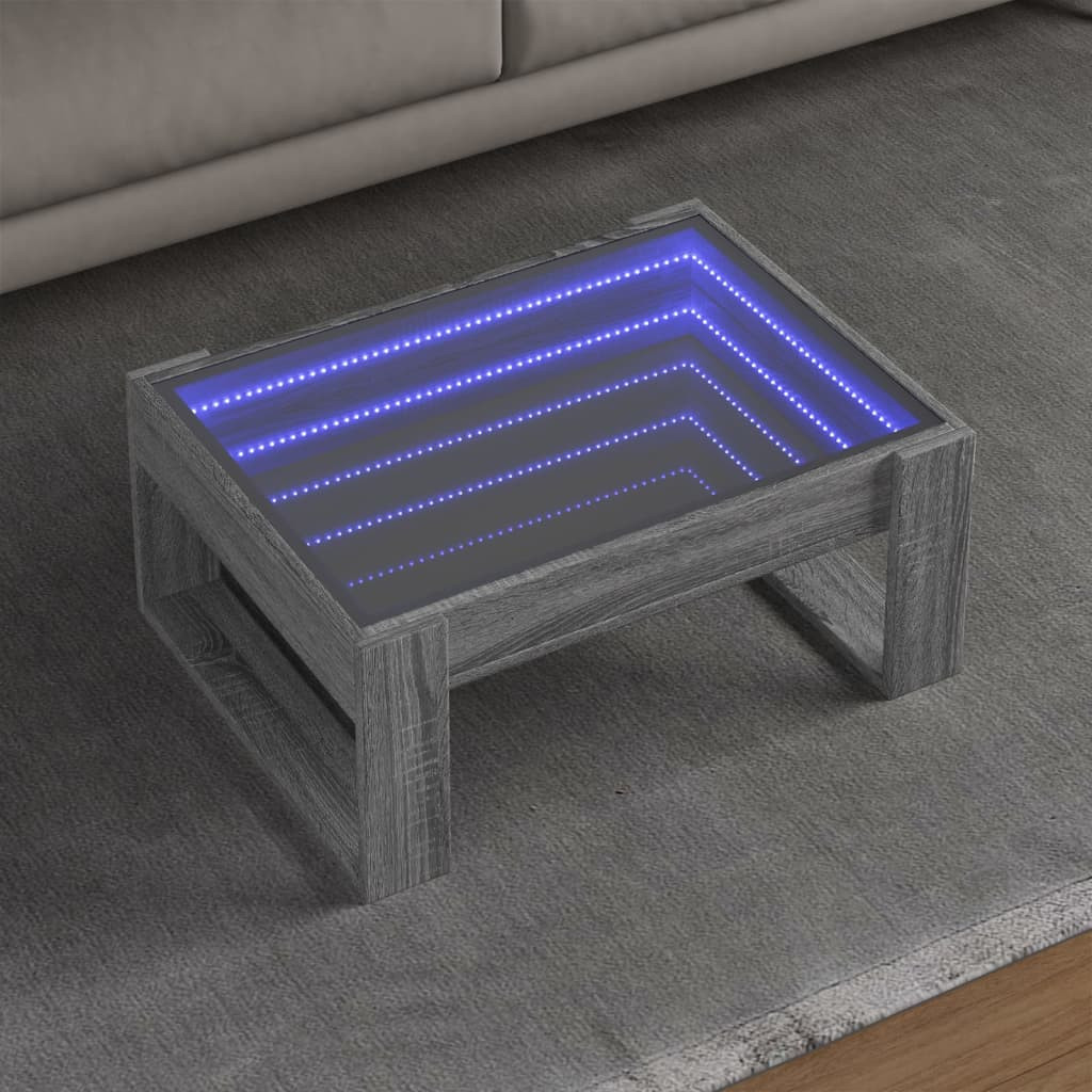 vidaXL Couchtisch mit Infinity-LED Grau Sonoma 70x53x30 cm