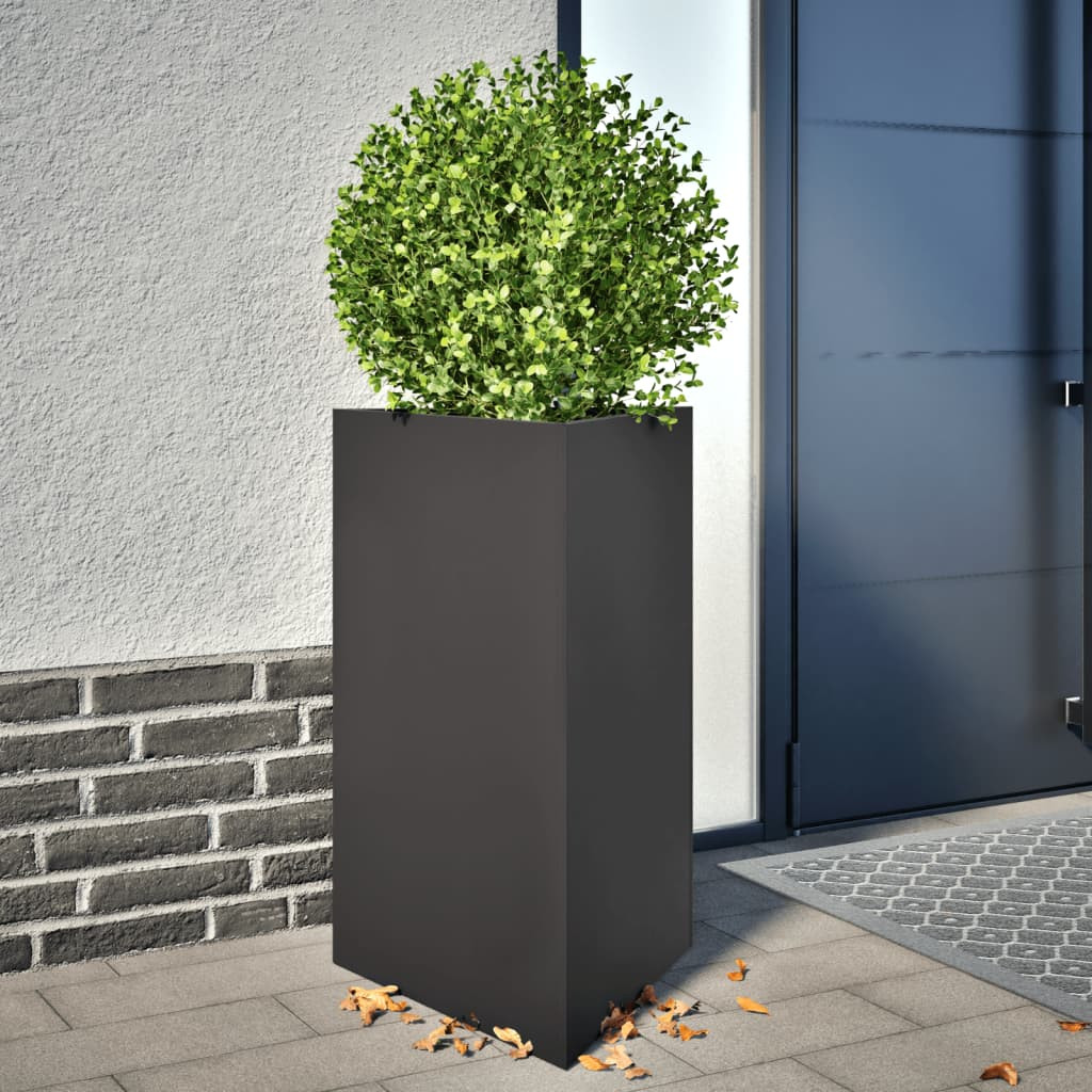 vidaXL Pflanzkübel Schwarz Dreieckig 50x43x75 cm Stahl
