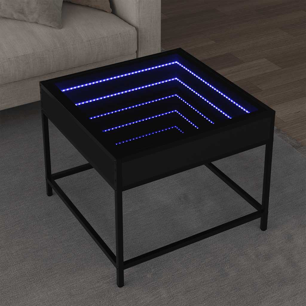 vidaXL Couchtisch mit Infinity-LED Schwarz 50x50x41 cm