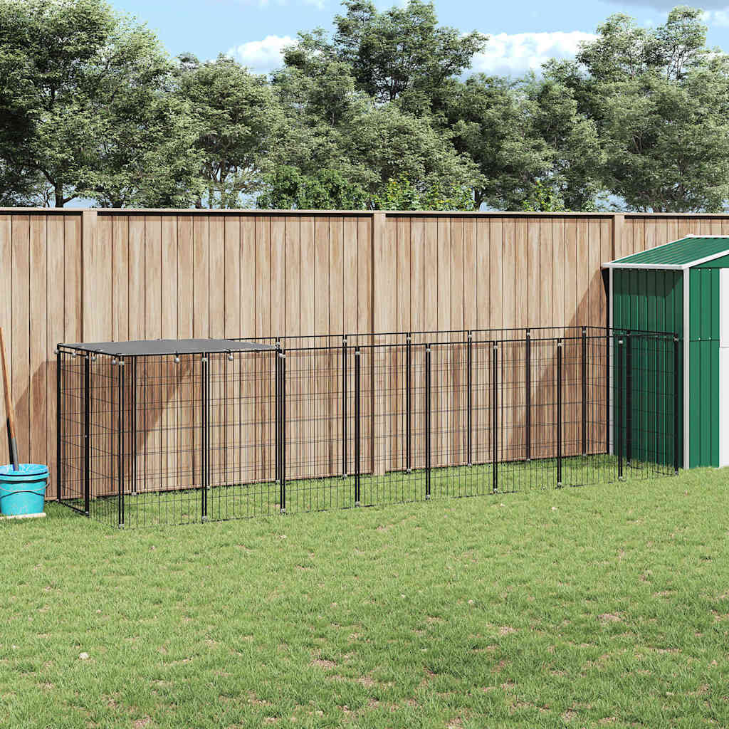 vidaXL Hundezwinger Schwarz 4,84 m² Stahl