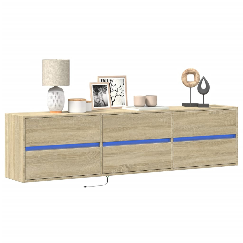 vidaXL TV-Wandschrank mit LED Sonoma-Eiche 180x31x45 cm