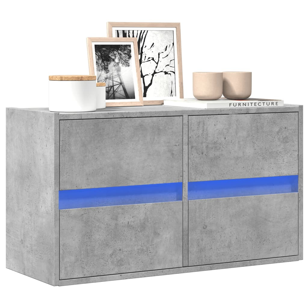 vidaXL TV-Wandschrank mit LED-Beleuchtung Betongrau 80x31x45 cm