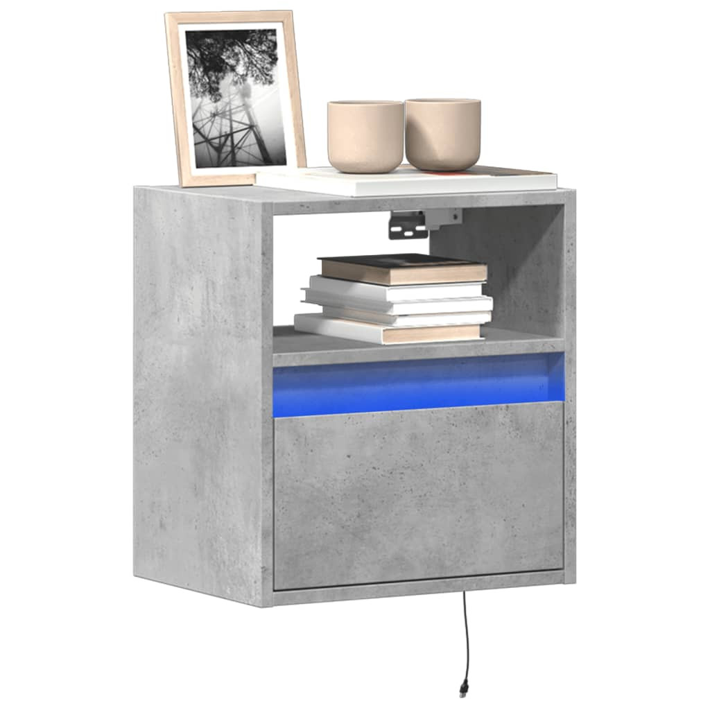 vidaXL TV-Wandschrank mit LED-Beleuchtung Betongrau 41x31x45 cm