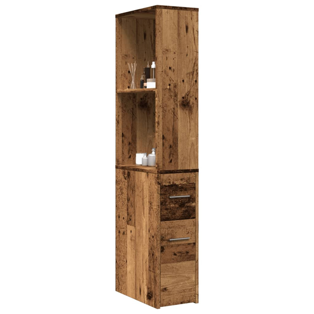 vidaXL Badschrank Schmal mit Rollen Altholz-Optik Holzwerkstoff