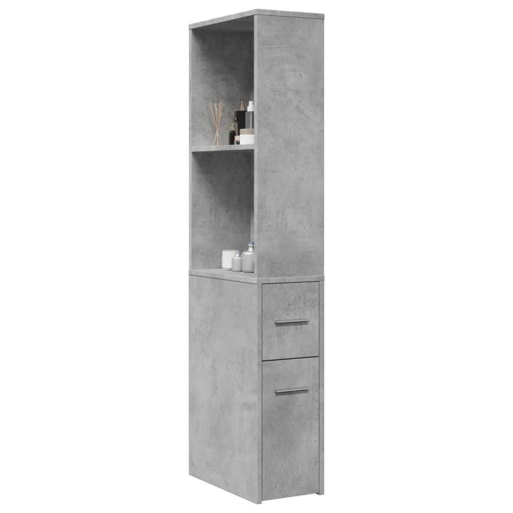 vidaXL Badschrank Schmal mit Rollen Betongrau Holzwerkstoff